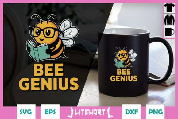 Bee Genius Cool Puns Funny Animal SVG Graphics for Crafts