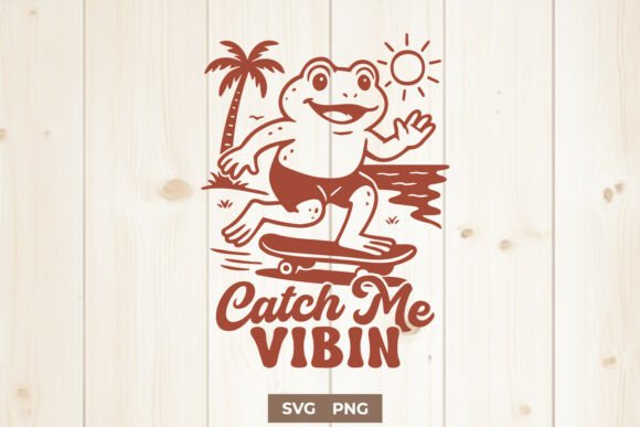 Catch Me Vibin Frog SVG for Embroidery Projects