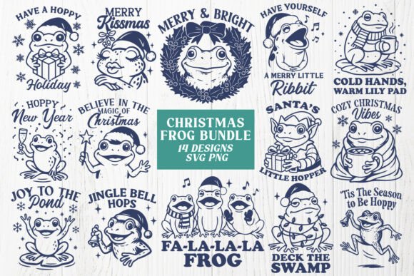 Christmas Frog SVG Bundle for Graphics and Crafts