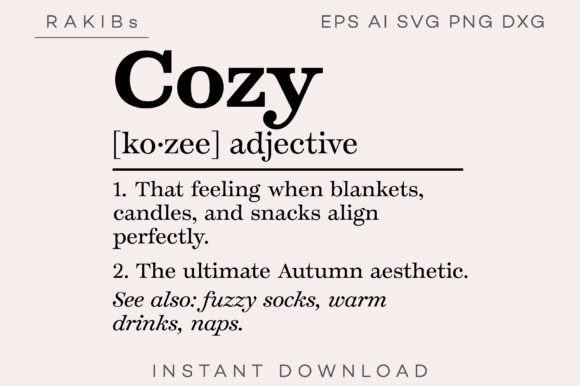 Cozy Funny Definition SVG PNG for Graphics and Crafts