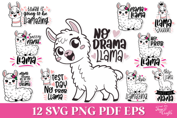Funny Llama SVG Quotes Pack for Crafts and Graphics