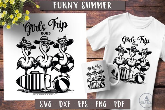 Girls Trip Flamingo Svg for Graphics and Crafts