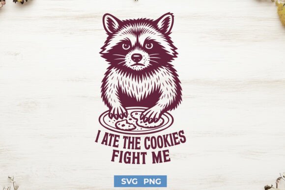 I Ate the Cookies Funny Raccoon SVG PNG Graphics for Crafts