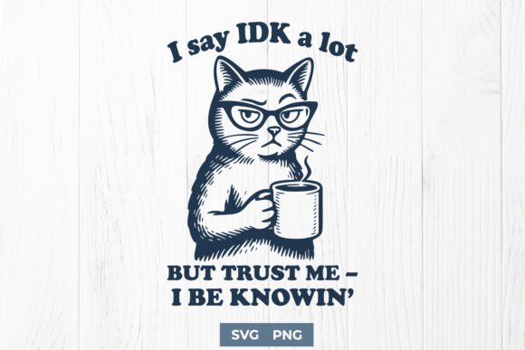 IDK a Lot Funny Cat SVG PNG Sassy Coffee Graphics