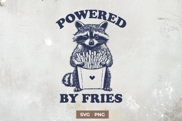 Powered by Fries Raccoon Funny Food SVG for Crafts and Graphics
