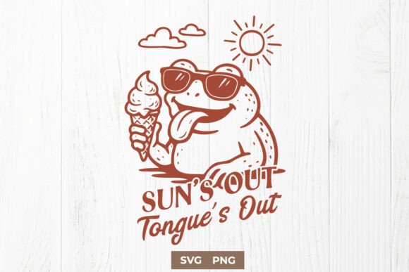 Suns Out Tongues Out Frog SVG for Crafts and Graphics